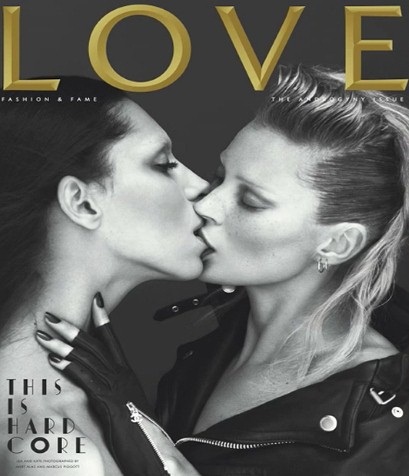Lea T and Kate Moss kiss on LOVE magazine cover
